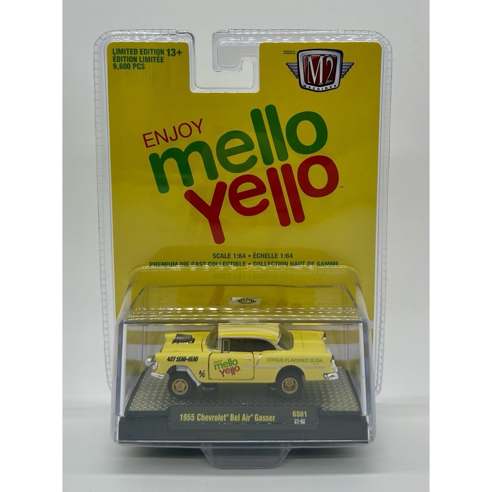 M2 Machines Mello Yello 1955 Chevy Bel Air Gasser Yellow 1:64 Diecast NEW